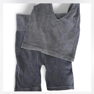 Women's Gray Striped Athletic Set